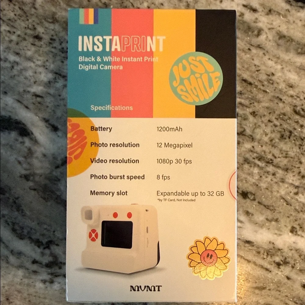 Cream and Black Instant Print Digital Camera